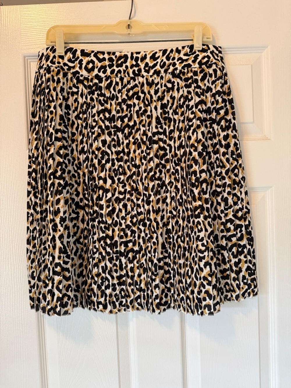J. Crew Factory Leopard Print Pleated Skirt - Black, White & Brown